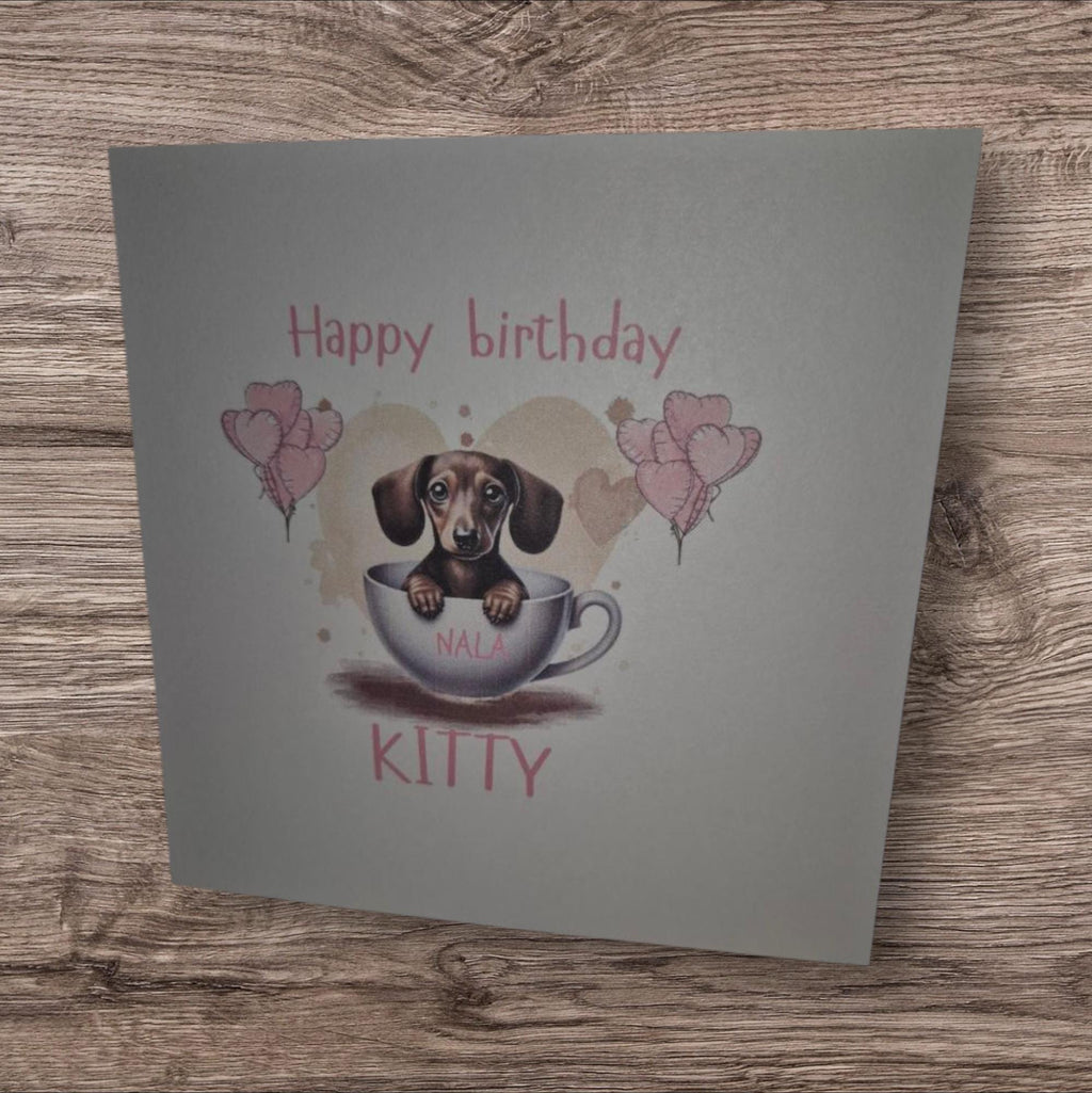 Personalised 'Pup In A Cup' Card, fridge magnet and 11oz mug.
