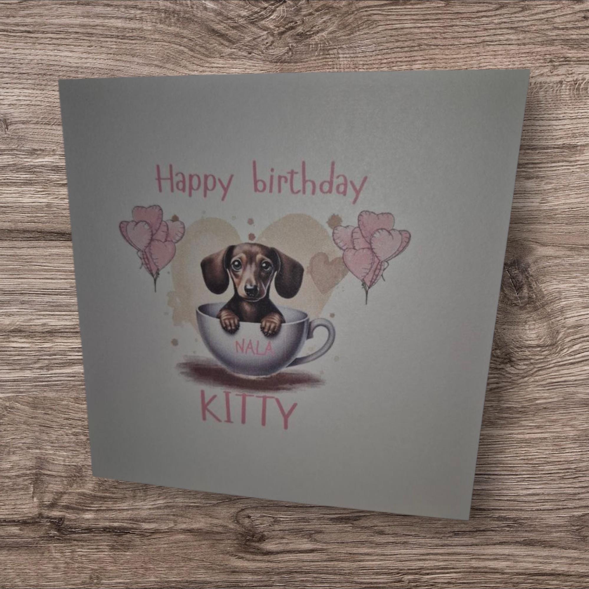 Personalised 'Pup In A Cup' Card, fridge magnet and 11oz mug.